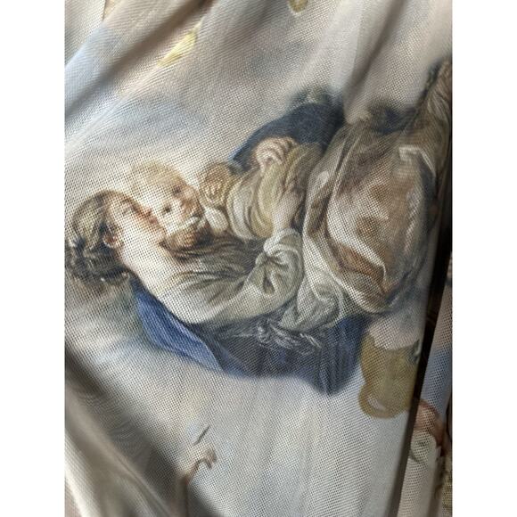 Fashion‎ Nova Mesh All Over Graphic Top Womens Sz M Artsy Art To Wear Cropped - Picture 10 of 11